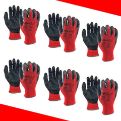 12 Pieces/ 6 Pairs Safety Work Protective Gloves Construction Builders Grip Knit Polyester Cotton Guantes For Gardening by Snagg A Gloves