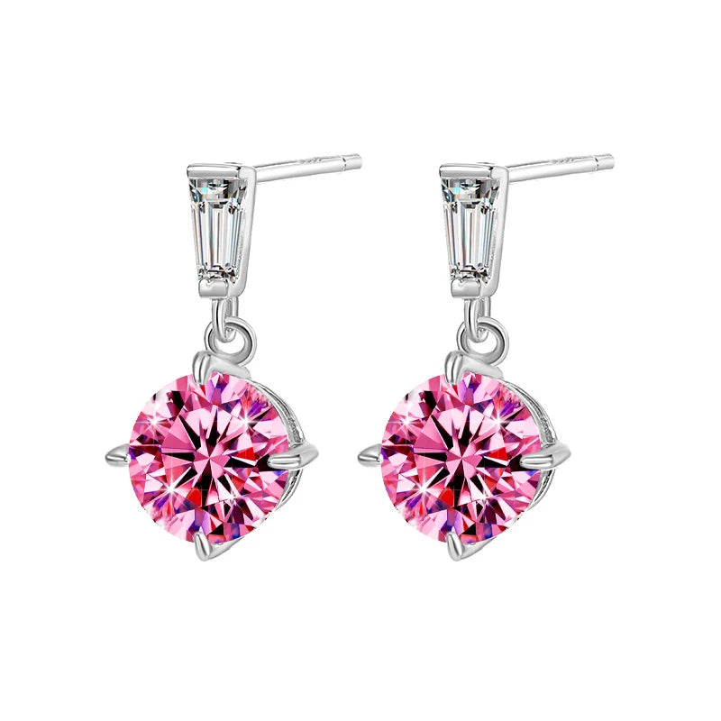 2CT True Teal Moissanite Drop Earrings