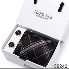 Solid Colour Necktie with Matching Handkerchief & Cufflinks - SB240 - Others In Fashion