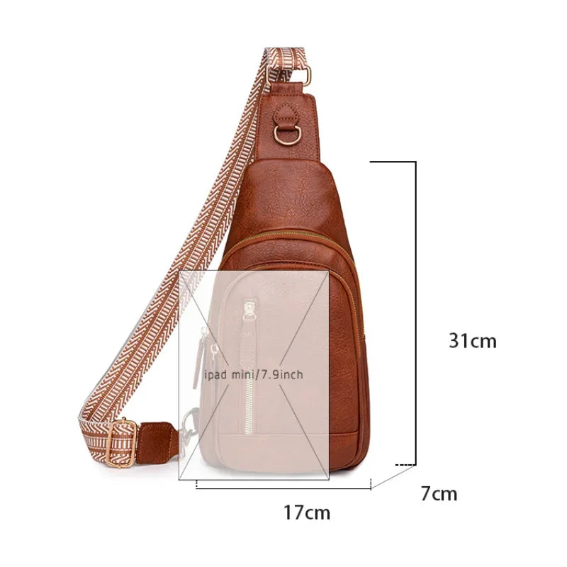 PU Leather Sling Crossbody Chest Bag
