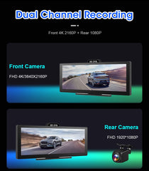 10"/11.26" 4K Dual Lens DVR with Wireless CarPlay by Snagg A Car DVR