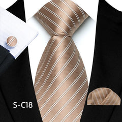 Luxury Business Tie Set — 8cm Men’s Formal Striped Necktie with Matching Accessories