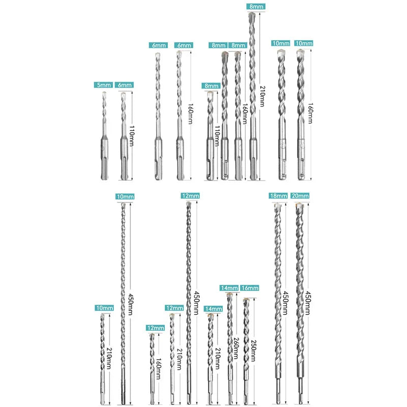 20pcs SDS Plus Electric Hammer Drill Bit Set