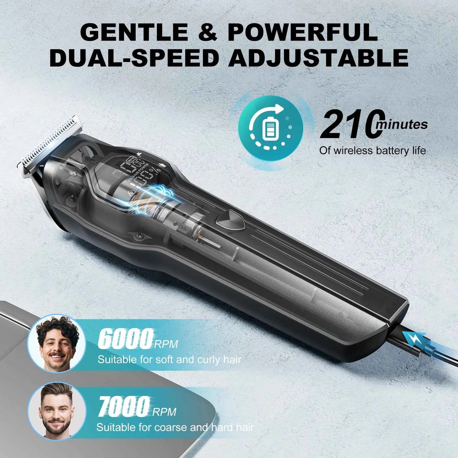 Professional 4 in 1 Complete Grooming System – High-Torque Cordless Clipper with 210 Minute Runtime