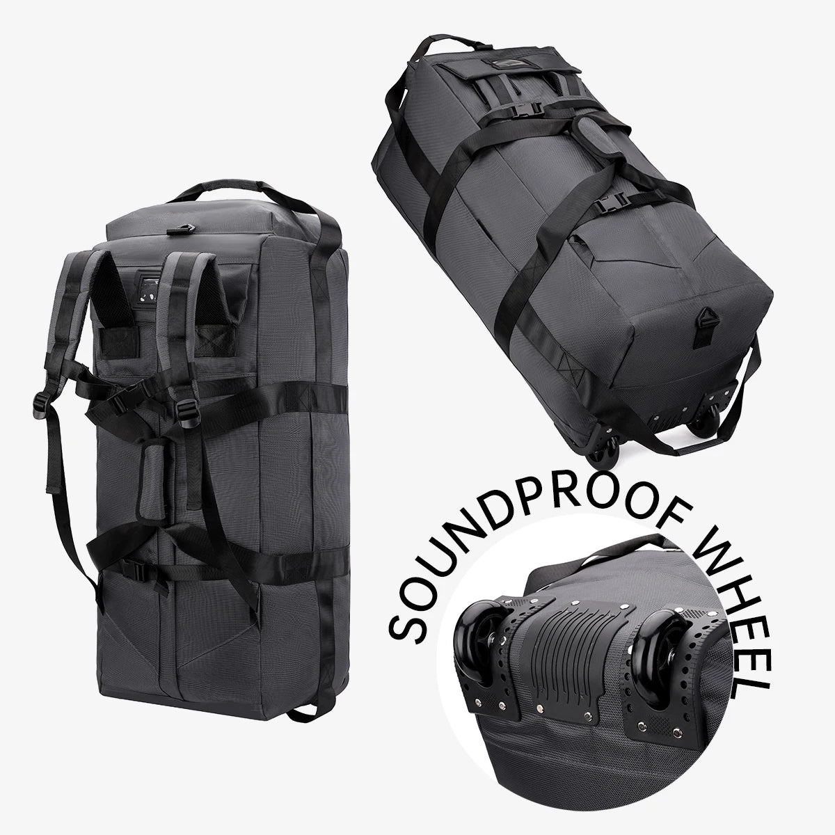 Large-Capacity Portable Roller Duffel Bag
