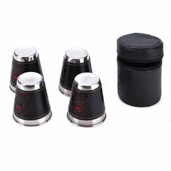 LISM Outdoor Travel Cups Set 4pcs PU Leather Stainless by Snagg A Cup