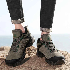 Men's Lace-Up Hiking Shoes – Low-Cut Trekking Shoes with EVA Insole, Grey, Black or Khaki