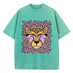 Leopard Cartoon Print Womans Streetwear T-Shirt