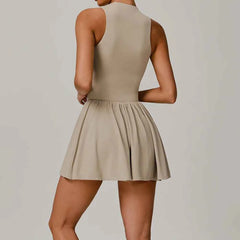 Women's Backless Sports Jumpsuit | Zipper Yoga Romper Sleeveless One-Piece Workout Bodysuit