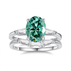 2ct Pink Oval Moissanite Ring Set - SnaggIt