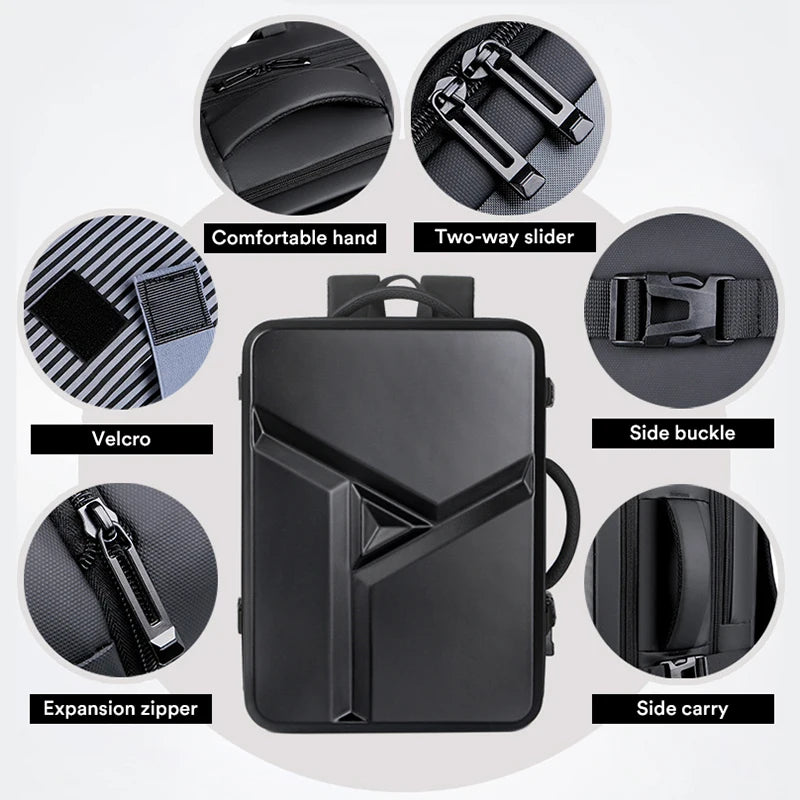 Men's 17" Laptop Hard Shell Backpack 50L Large Capacity Expandable Waterproof Travel Backpack USB Charging mochilas de hombre by SnaggIt