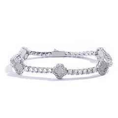 Four Leaf Clover Moissanite Tennis Bracelet by Snagg A Bracelet
