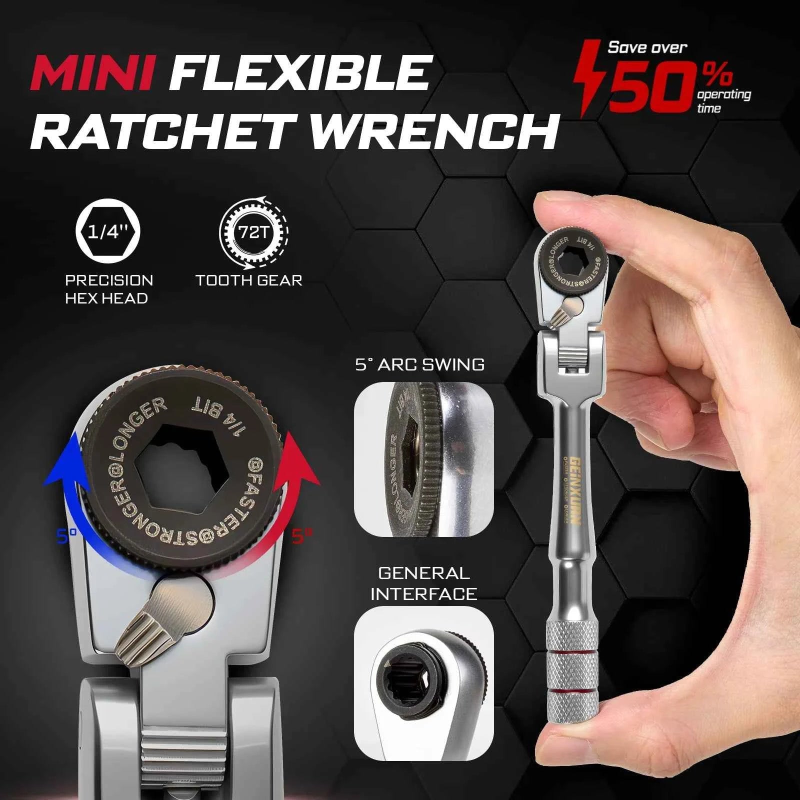 Mini Ratchet Wrench Set 33pcs | 1/4" Adapter S2 Steel Magnetic Screwdriver Bits Colour-Coded Base