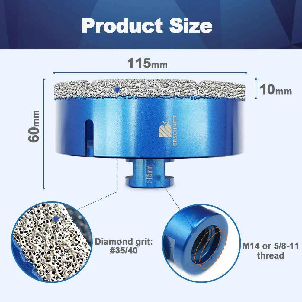 Vacuum Brazed Diamond Core Drill Bit & Heavy Duty Hole Saw for Granite, Porcelain, and Ceramic
