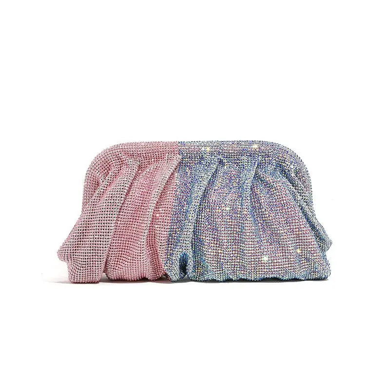 Shiny Rhinestone Crystal Fold Evening Clutch