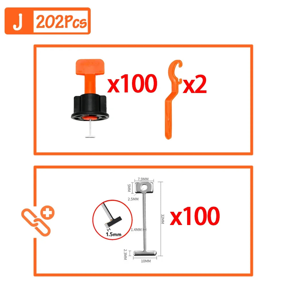 Tile Leveling System Kit 51–402pcs | Floor & Wall Tile Clips Spacers Leveler for Porcelain Ceramic