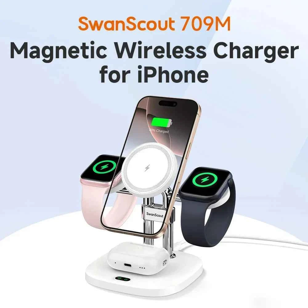 Apple 3-in-1 Magnetic Wireless Charger Stand | iPhone 17 16 15 Apple Watch 11 10 Ultra AirPods