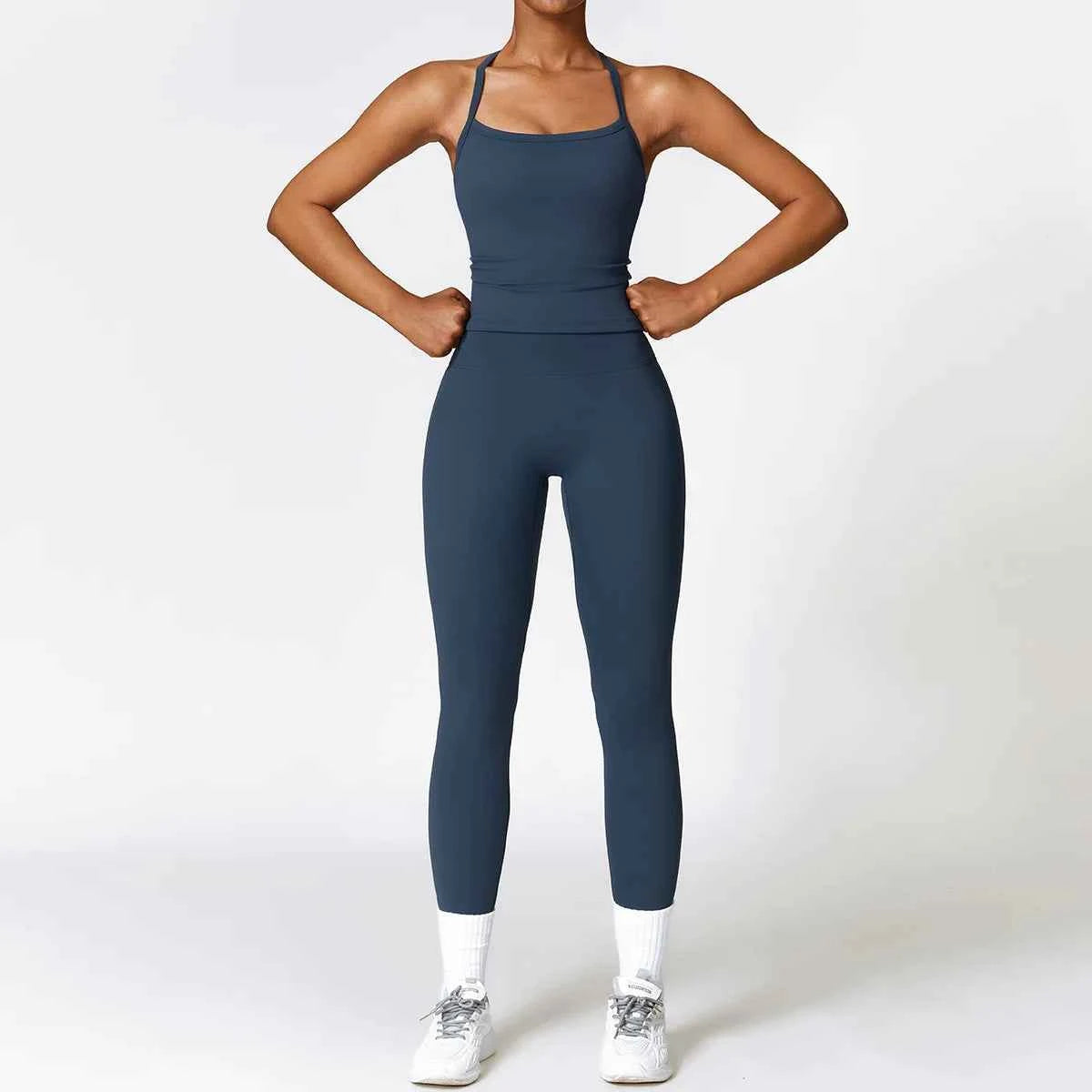 Women's 2-Piece Seamless Long Sleeve Crop Top Yoga Set | High Waist Leggings Gym Fitness Suit