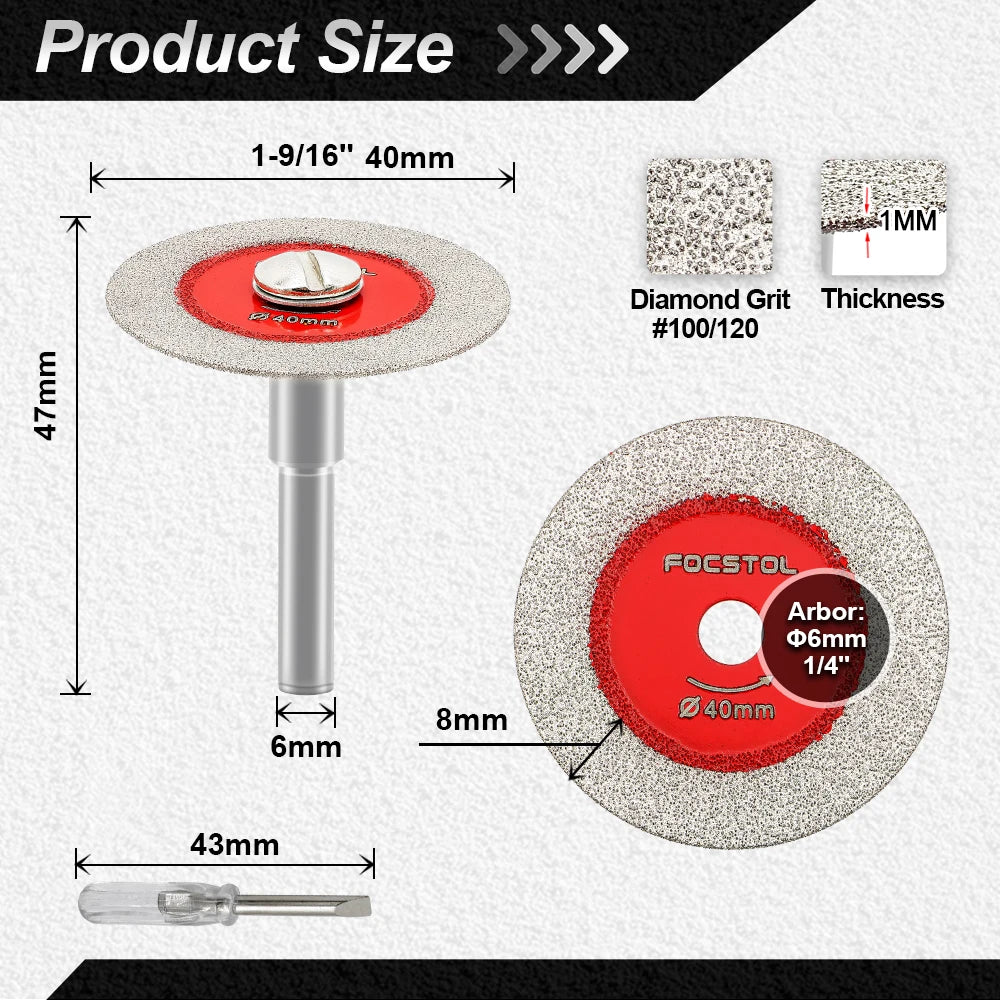 Mini Brazed Cutting Disc Saw Blade | Glass Jade Crystal Tile Marble Round Shank CE Certified 30–50mm