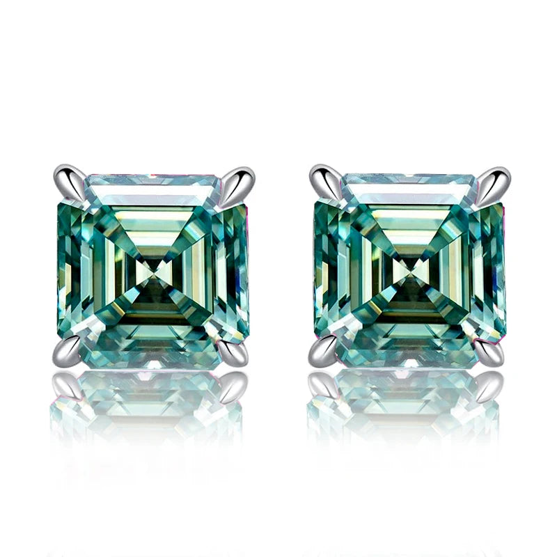 Pink Square Moissanite Earrings by Snagg An Earring