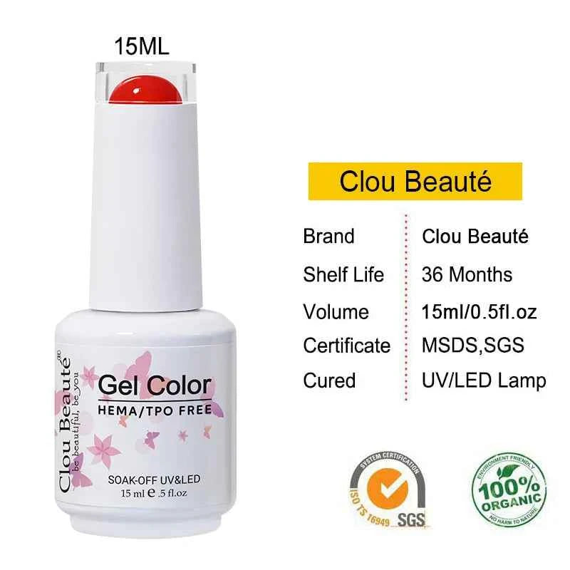 Professional 15ml HEMA & TPO Free Gel Polish – High-Performance Red & Multi Tone Semi Permanent Varnish