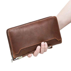 Genuine Leather Family Passport Wallet with AirTag Slot – Boarding Pass, Card & Pen Holder