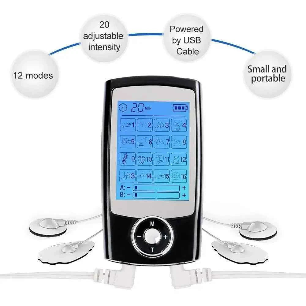 16 Mode TENS & EMS Muscle Stimulator – Portable Dual Channel Therapy Device