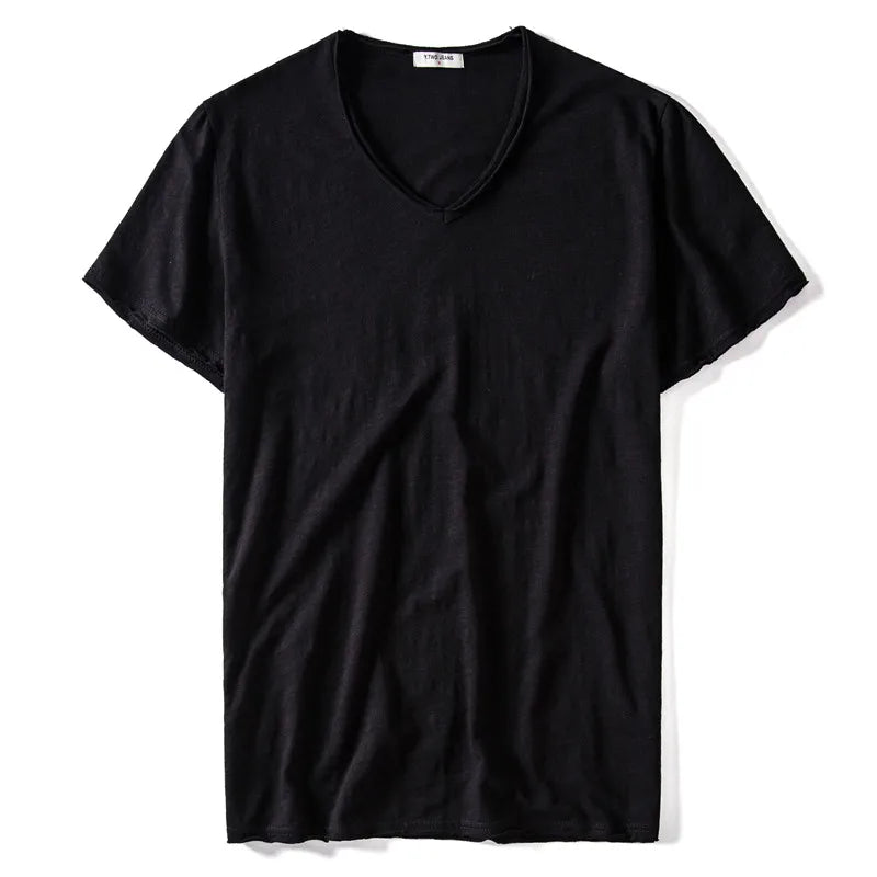 Combed Cotton V-Neck Tee | Essential Summer Fitness & Daily Top