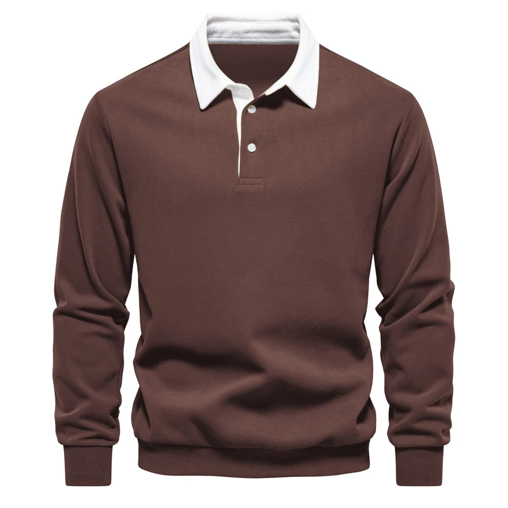 Men’s Premium Polo Collar Sweatshirt | Heavyweight Cotton-Blend Smart Casual Top