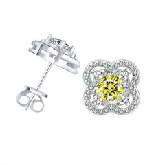 0.5CT Teal Moissanite Four-Leaf Stud Earrings