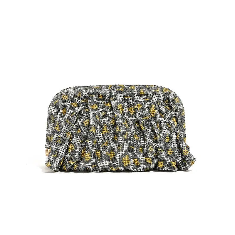 Shiny Rhinestone Crystal Fold Evening Clutch