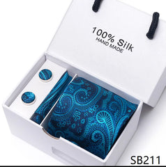 Solid Colour Necktie with Matching Handkerchief & Cufflinks - SB211 - Others In Fashion