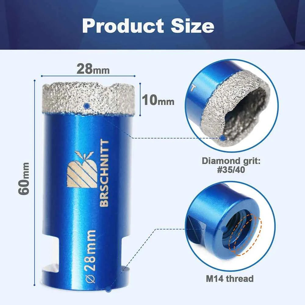 Vacuum Brazed Diamond Core Drill Bit & Heavy Duty Hole Saw for Granite, Porcelain, and Ceramic