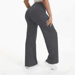 Women's Straight Leg Yoga Pants | Mid-Waist Naked-Feel Pilates Running Gym Leggings Sports Trousers