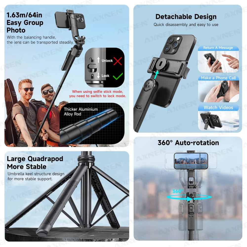 Tripod Selfie Stick 360° Auto Rotation Shooting by Snagg A Tripod