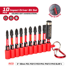 Mixed 2” Impact Screwdriver Bits Set – PH/HEX/PZ Magnetic S2 Steel with Soft Hanging Strips
