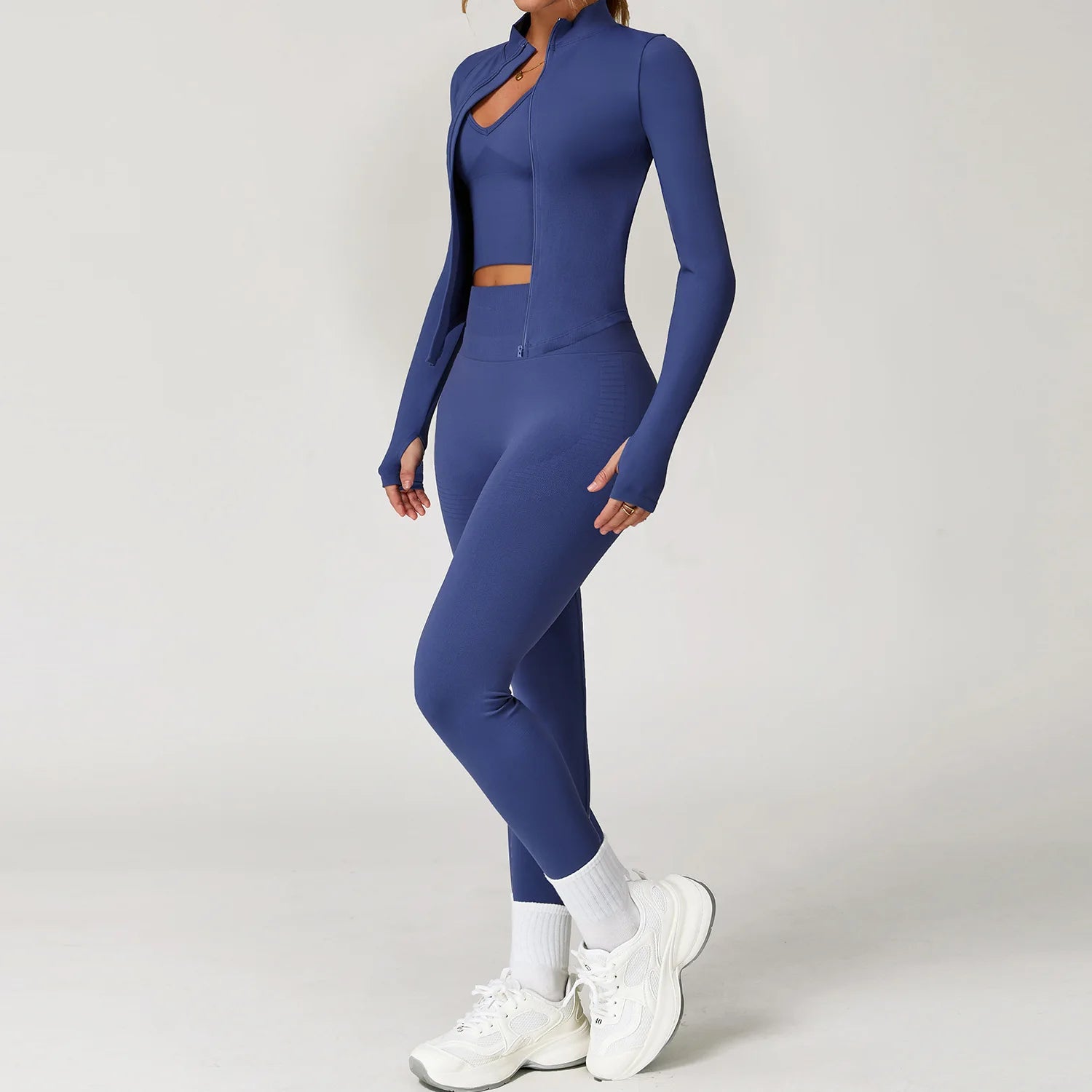 Women's 2/3/4-Piece Seamless Yoga Set | Long Sleeve Tracksuit Sports Bra Gym Leggings Activewear