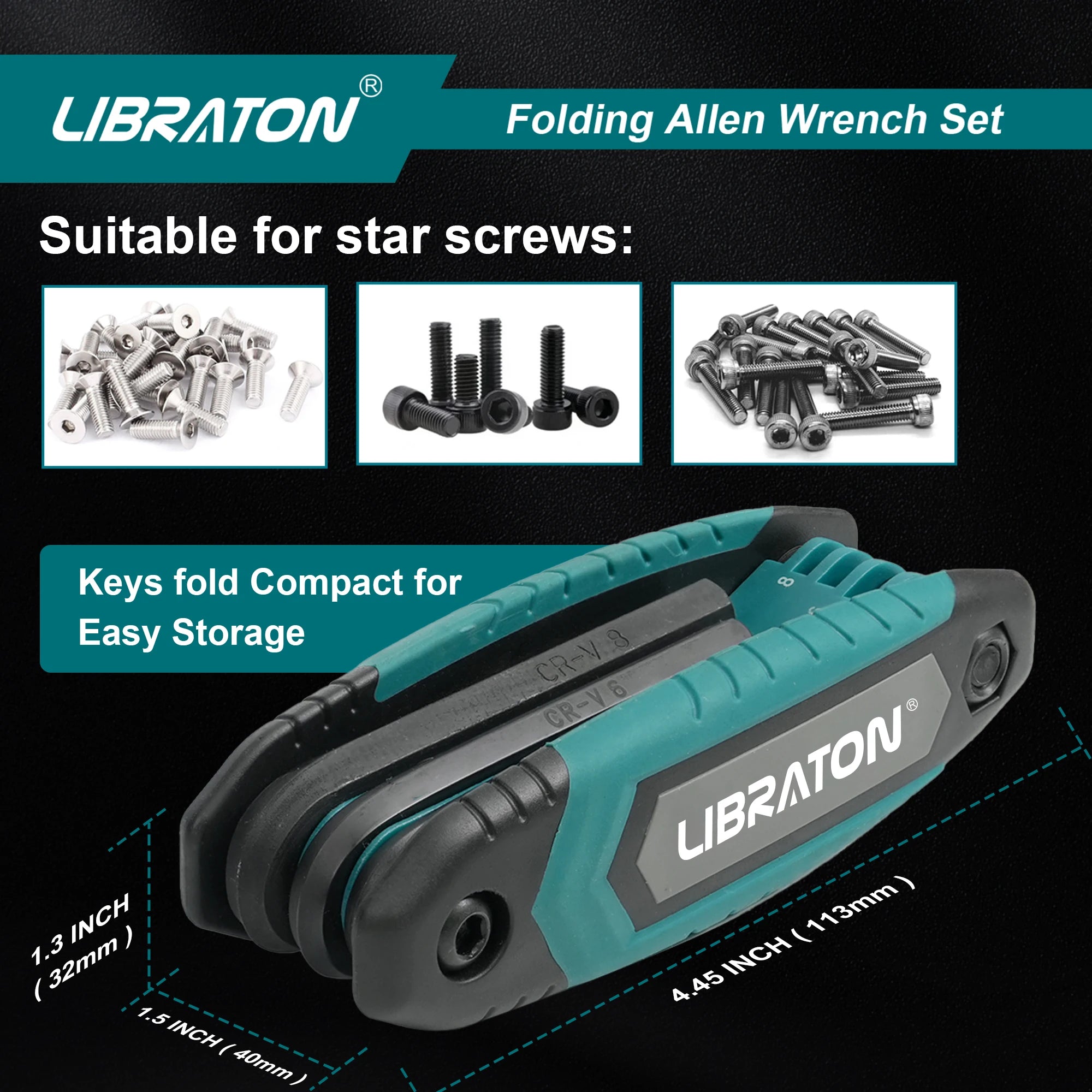 LIBRATON Folding Allen Wrench Set