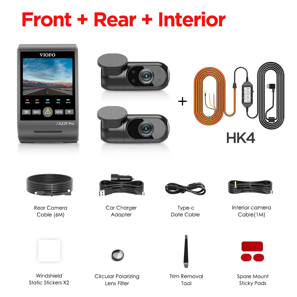 4K Ultra HD Triple Channel Dash Cam | Dual Sony STARVIS 2 Night Vision & GPS