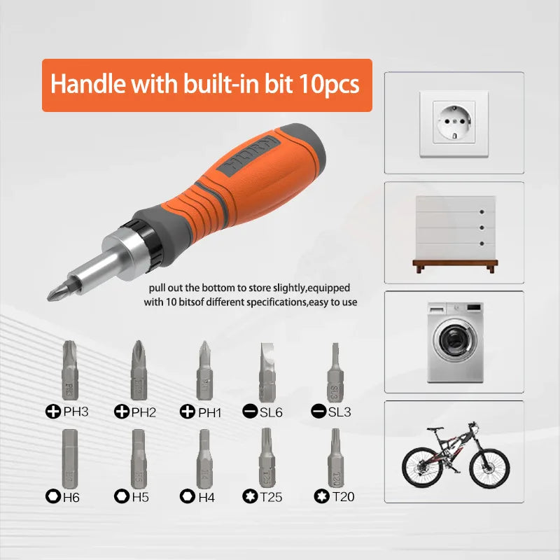 10-in-1 Hippo Mini Ratchet Screwdriver Set