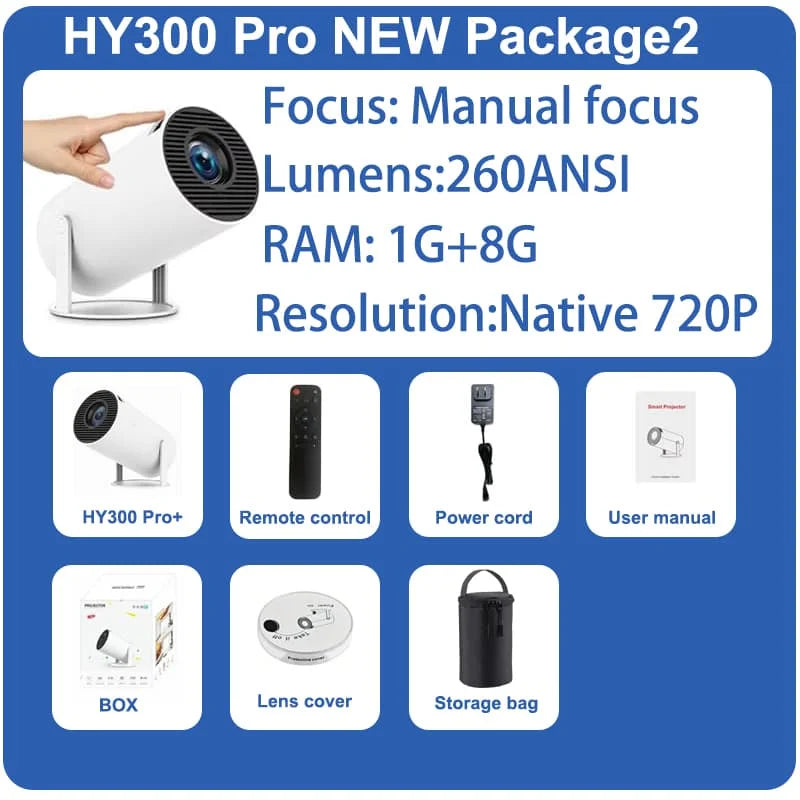 Smart Projector HY300 Plus Android LED Projector with 4K Support by Snagg A Projector