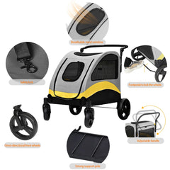 Premium 4-Wheel Foldable Dog Pram with Breathable Mesh by Snagg A Pet Stroller
