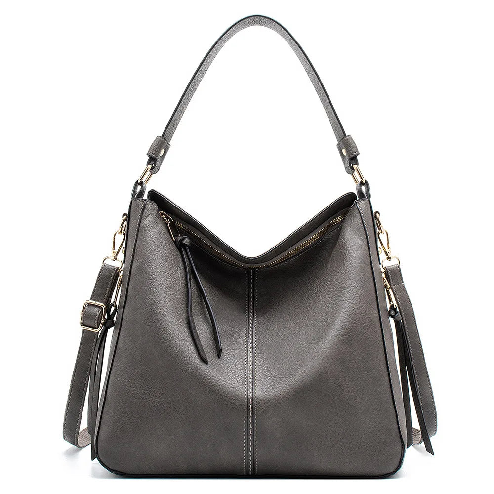 Faux Leather Large Vintage Hobo Tote – European Designer Crossbody & Shoulder Bag for Women