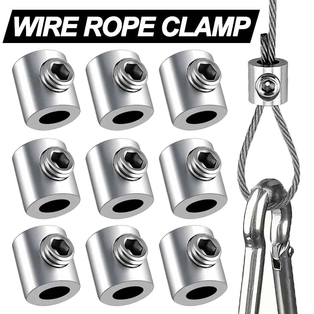 Stainless Steel Wire Rope Clamps 0.8–2mm | Adjustable Screw Copper Metal Hanging Clip Fixed Hardware