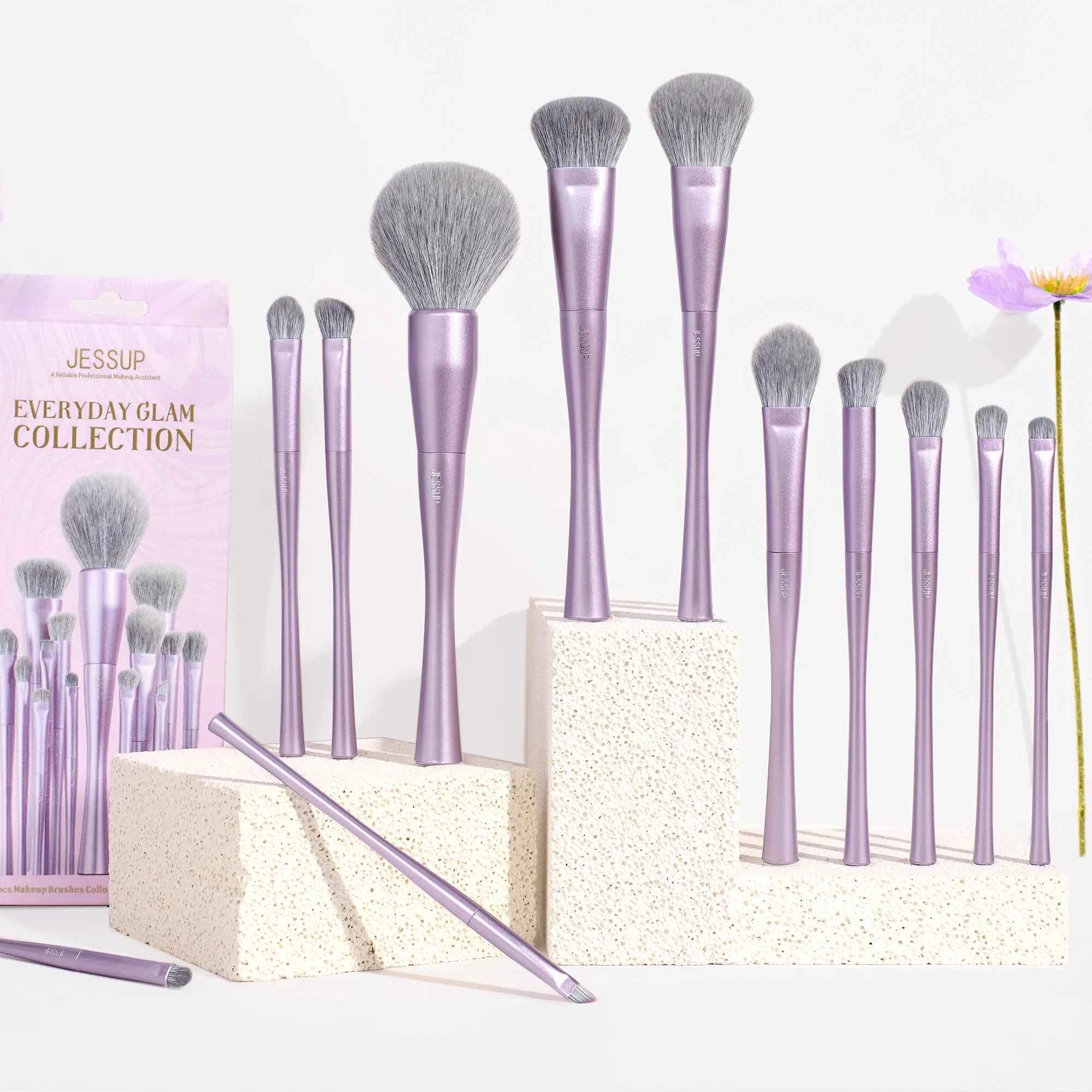 15 Piece Luxury Amethyst Professional Brush Collection – Vegan Precision Set