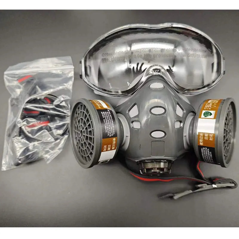 Gas Mask Respirator Set with Dual Charcoal Filters & Anti-Fog Glasses by Snagg A Face Mask
