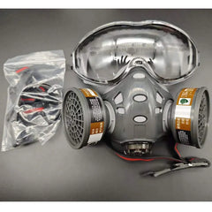Gas Mask Respirator Set with Dual Charcoal Filters & Anti-Fog Glasses by Snagg A Face Mask