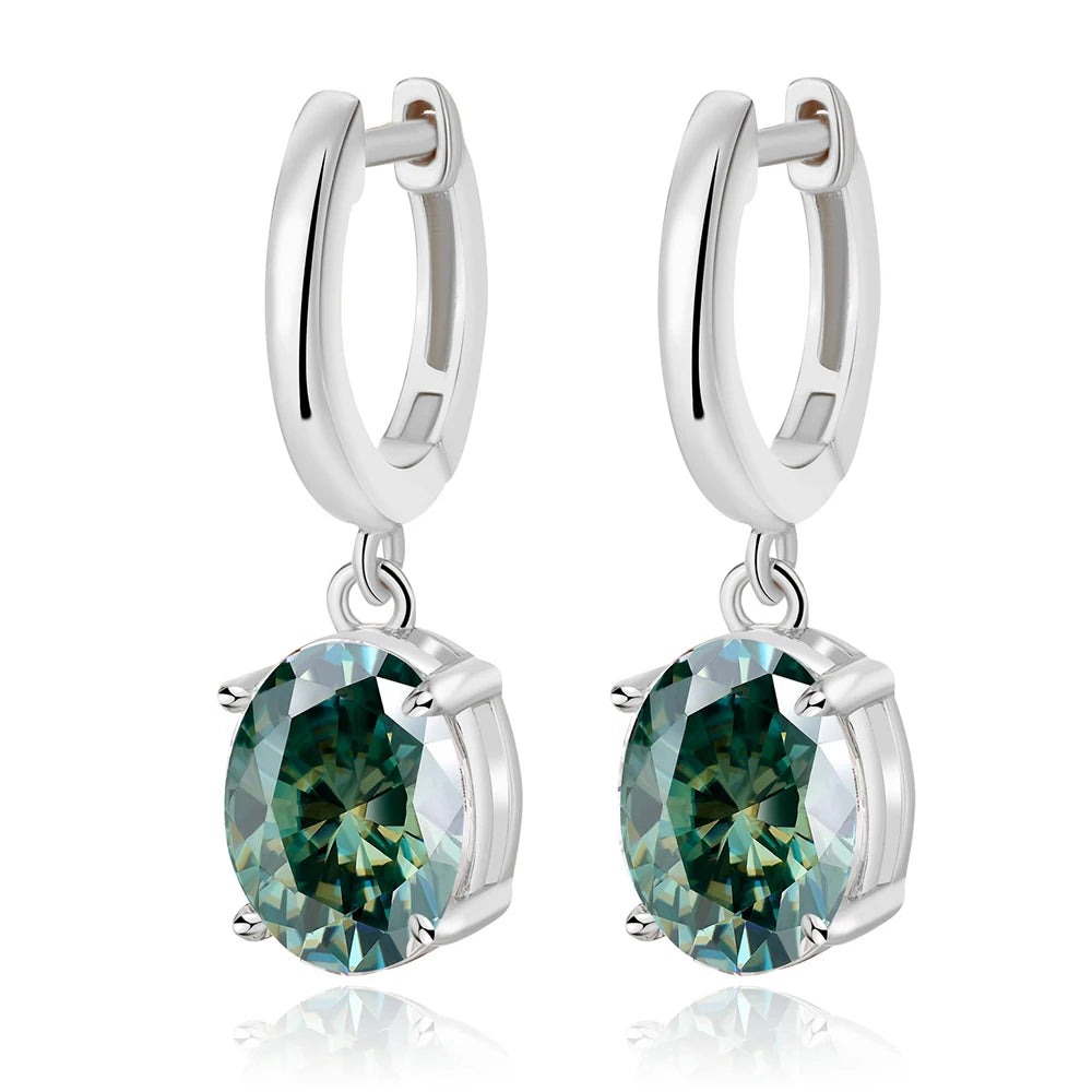 Oval Moissanite Drop Earrings
