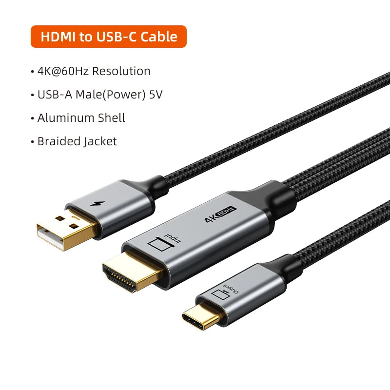 HDMI to USB-C Cable 4K@60Hz with USB Power – Game Console to USB-C Monitor for PS3/4/5 & Nintendo Switch