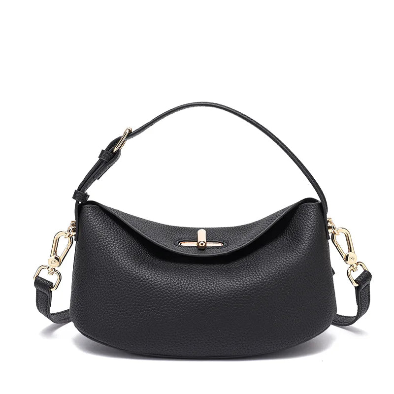 Genuine Leather Minimalist Crossbody Bag – Small Luxury Fashion Handbag & Shoulder Bag for Women (24×11×11cm)